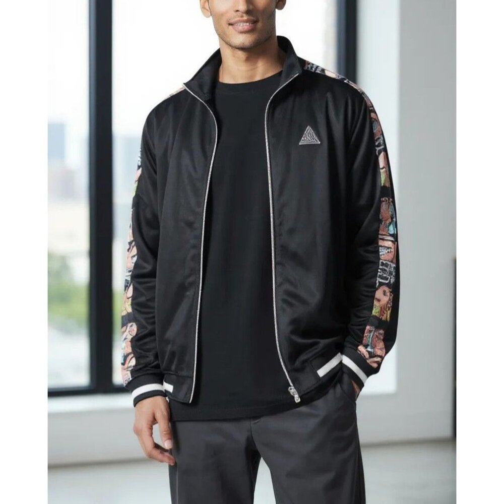 Black Pyramid Mens XL Track Jacket With Graphic Sleeves & Zip Closure